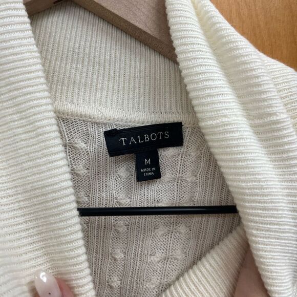 Talbots Ivory Cable Knit cotton Turtleneck Sweater - Picture 2 of 3